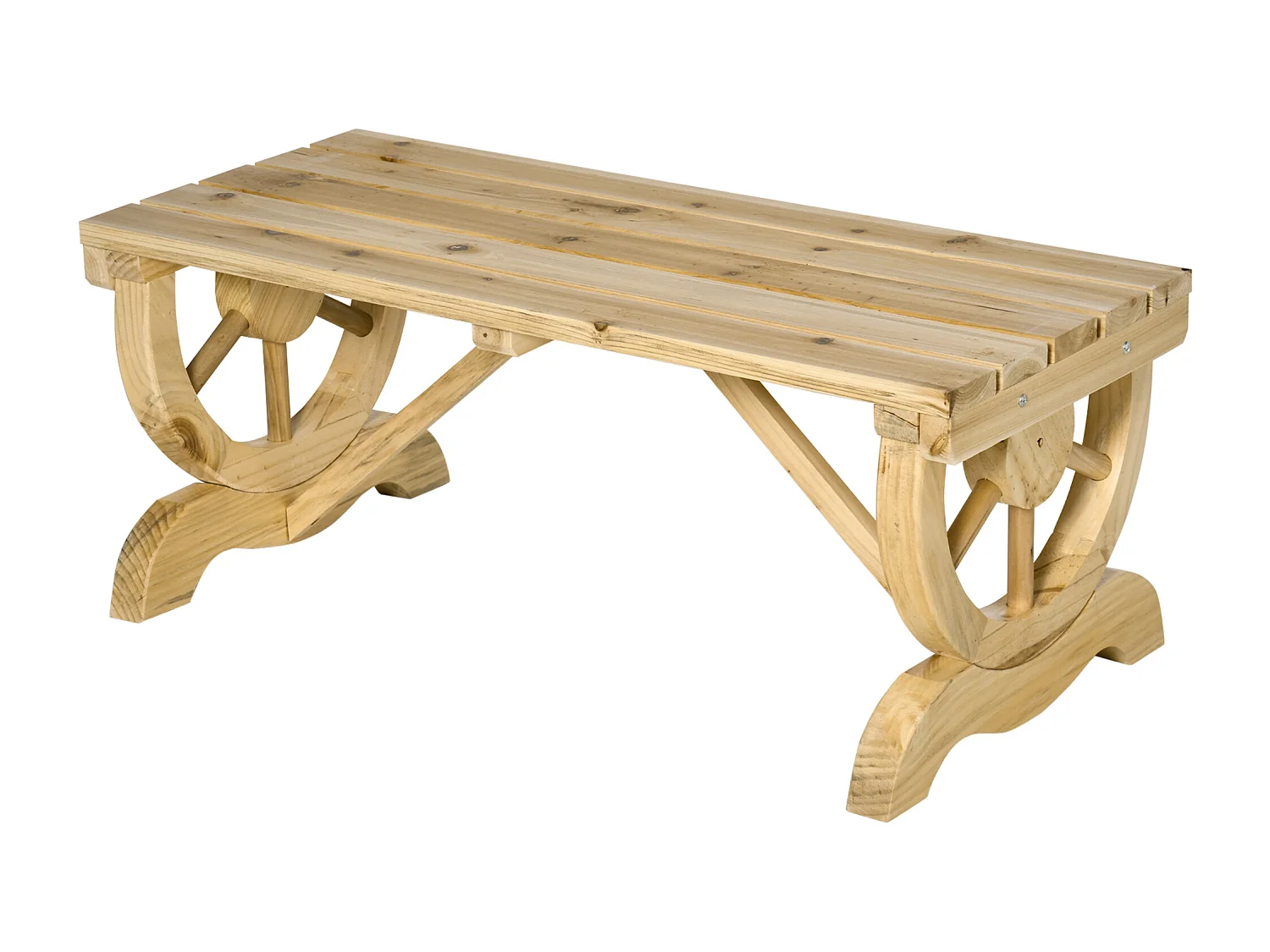 Panchina da giardino a 2 posti a doghe in legno di abete 98x50x39.5 cm