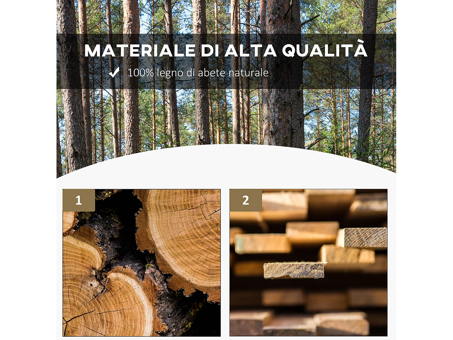 Panchina da giardino a 2 posti a doghe in legno di abete 98x50x39.5 cm