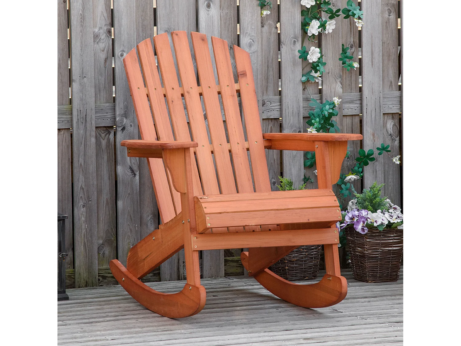 Sedia Adirondack a Dondolo in Legno Impermeabile per Giardino