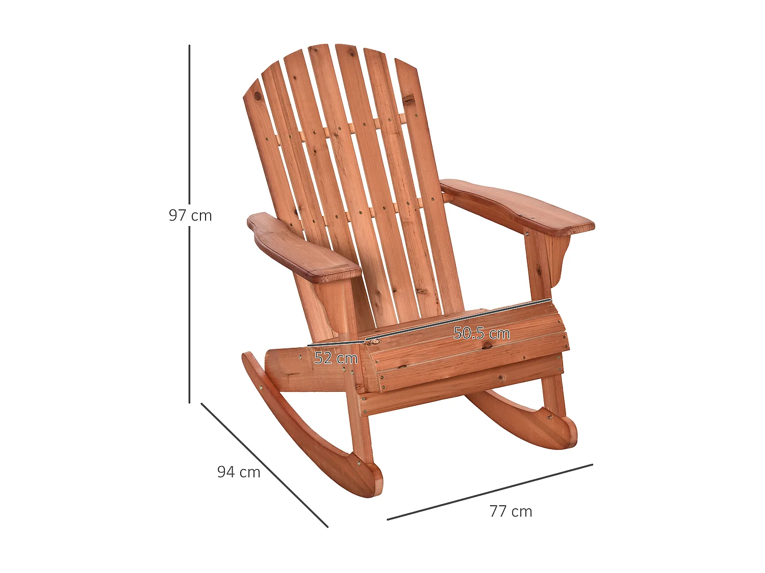 Sedia Adirondack a Dondolo in Legno Impermeabile per Giardino