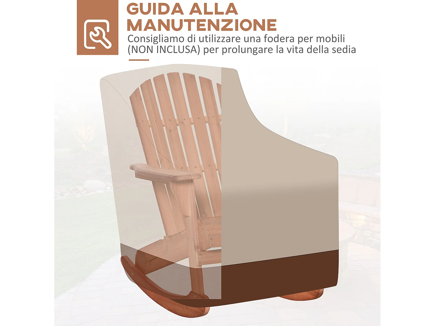 Sedia Adirondack a Dondolo in Legno Impermeabile per Giardino