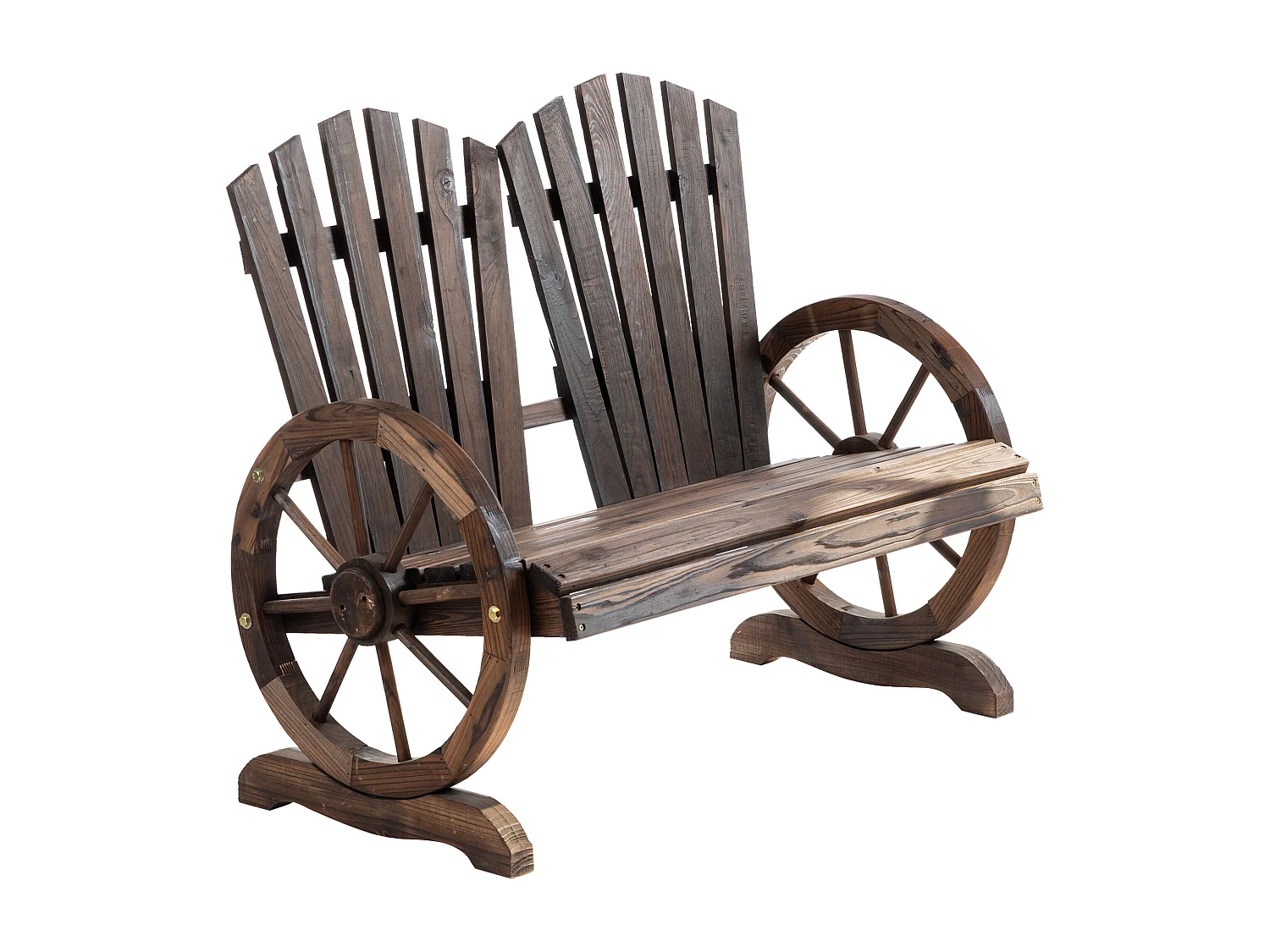 Panchina da giardino stile country in legno carbonizzato