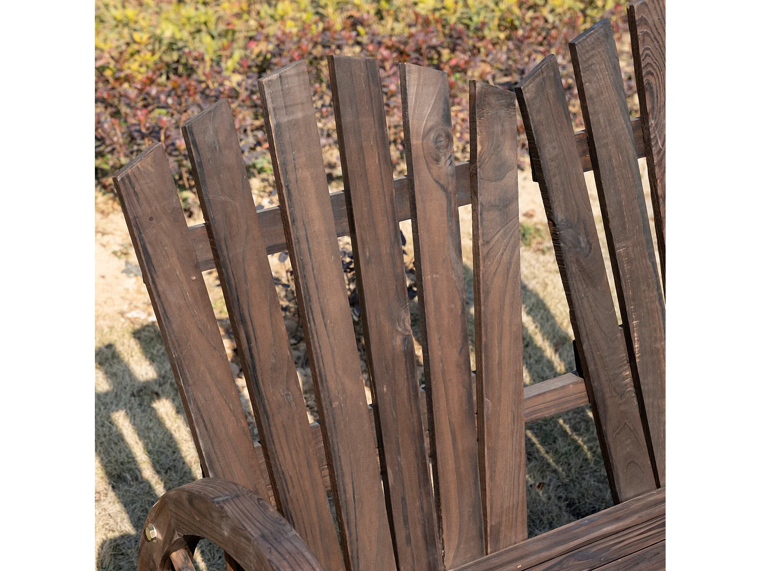 Panchina da giardino stile country in legno carbonizzato