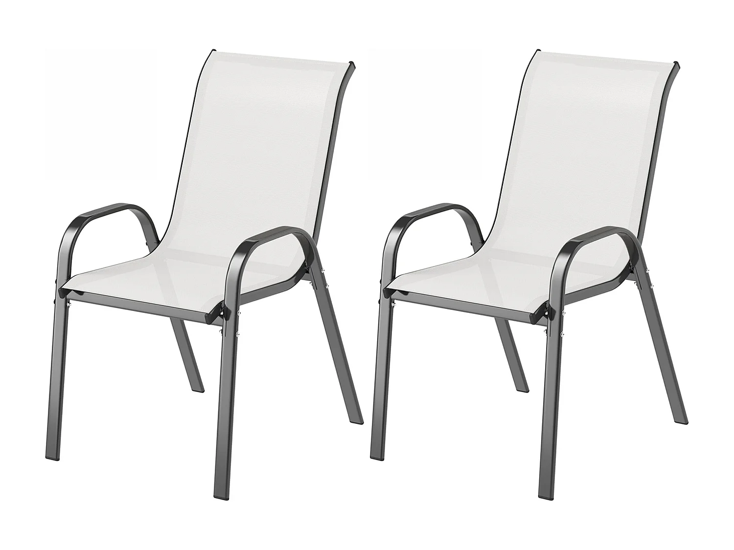 2 sedie da giardino impilabili e traspiranti 54x71x93 cm grigio chiaro