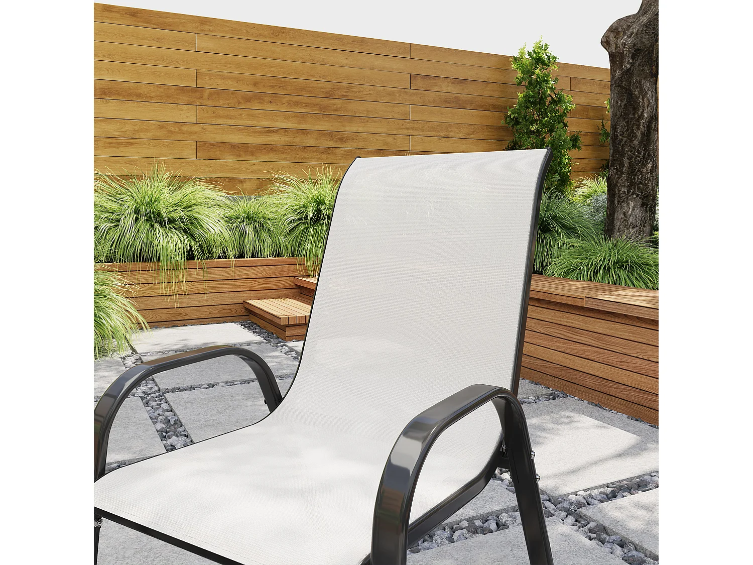 2 sedie da giardino impilabili e traspiranti 54x71x93 cm grigio chiaro