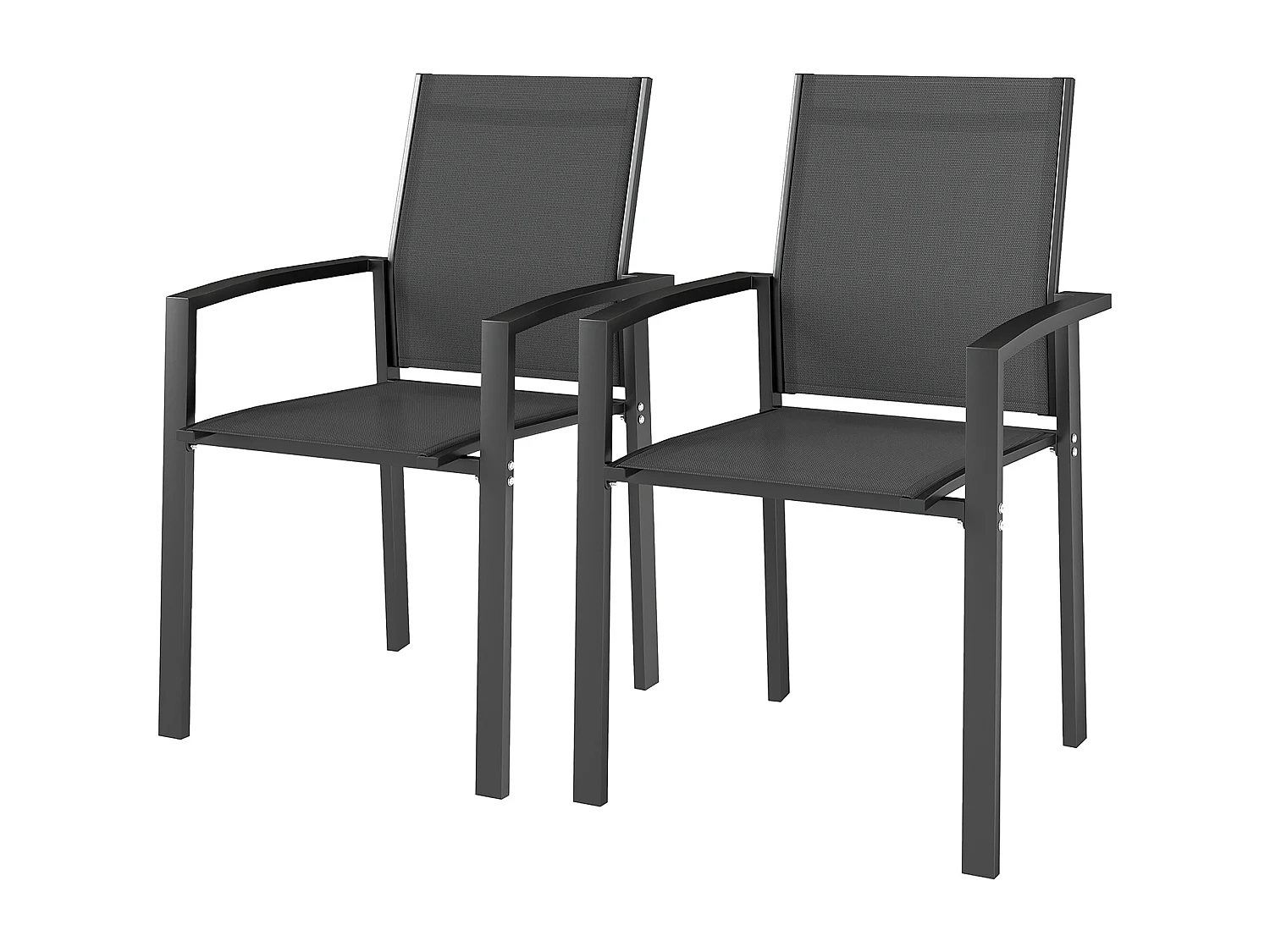 Set 2 sedie da giardino impilabili in alluminio textilene grigio