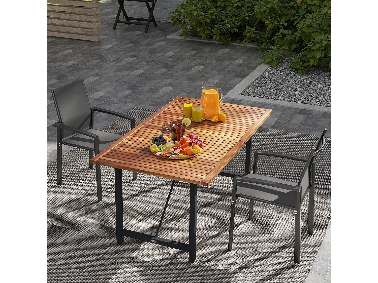 Set 2 sedie da giardino impilabili in alluminio textilene grigio