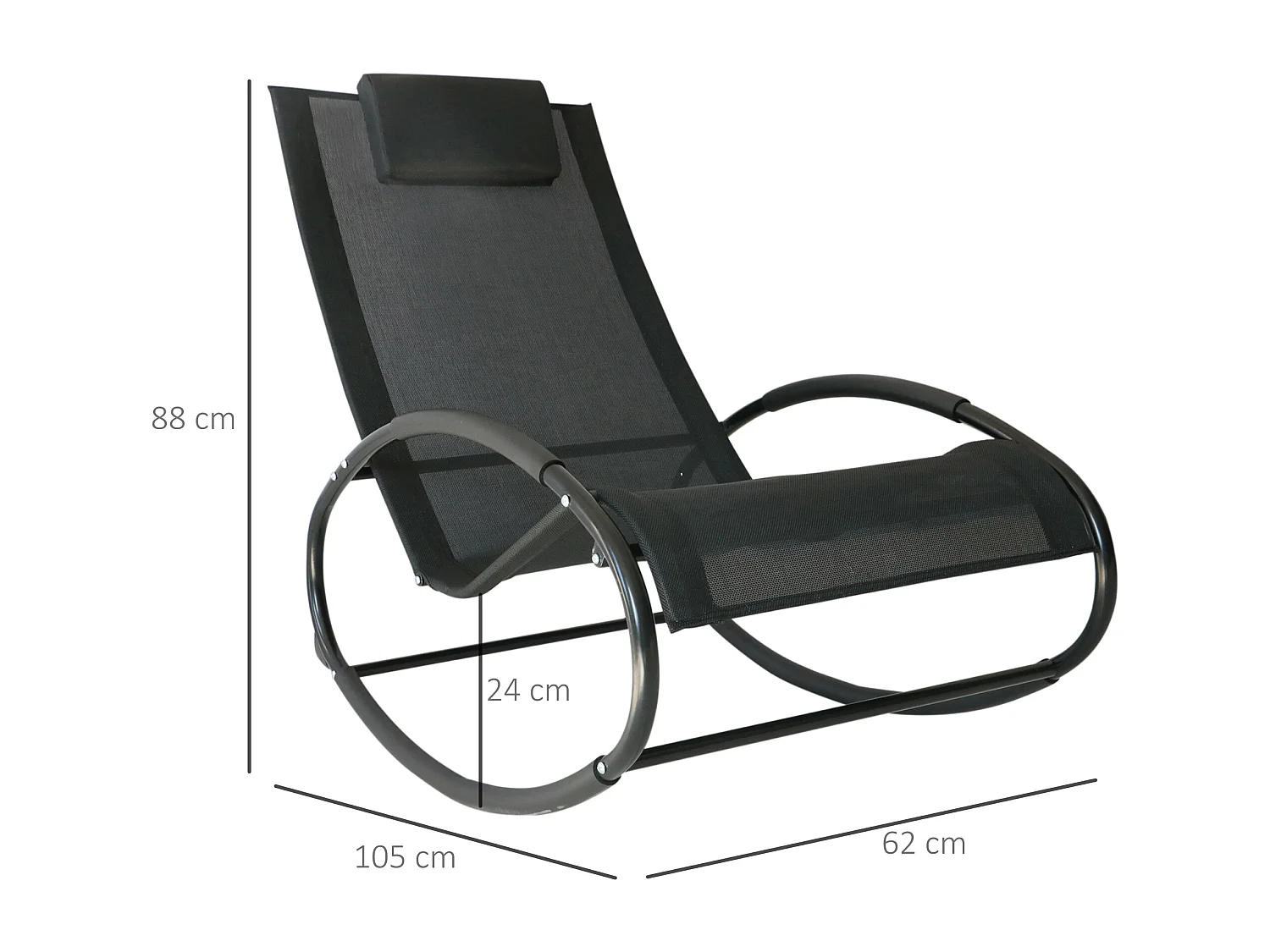 Sdraio da giardino zero gravity a dondolo cuscino nera