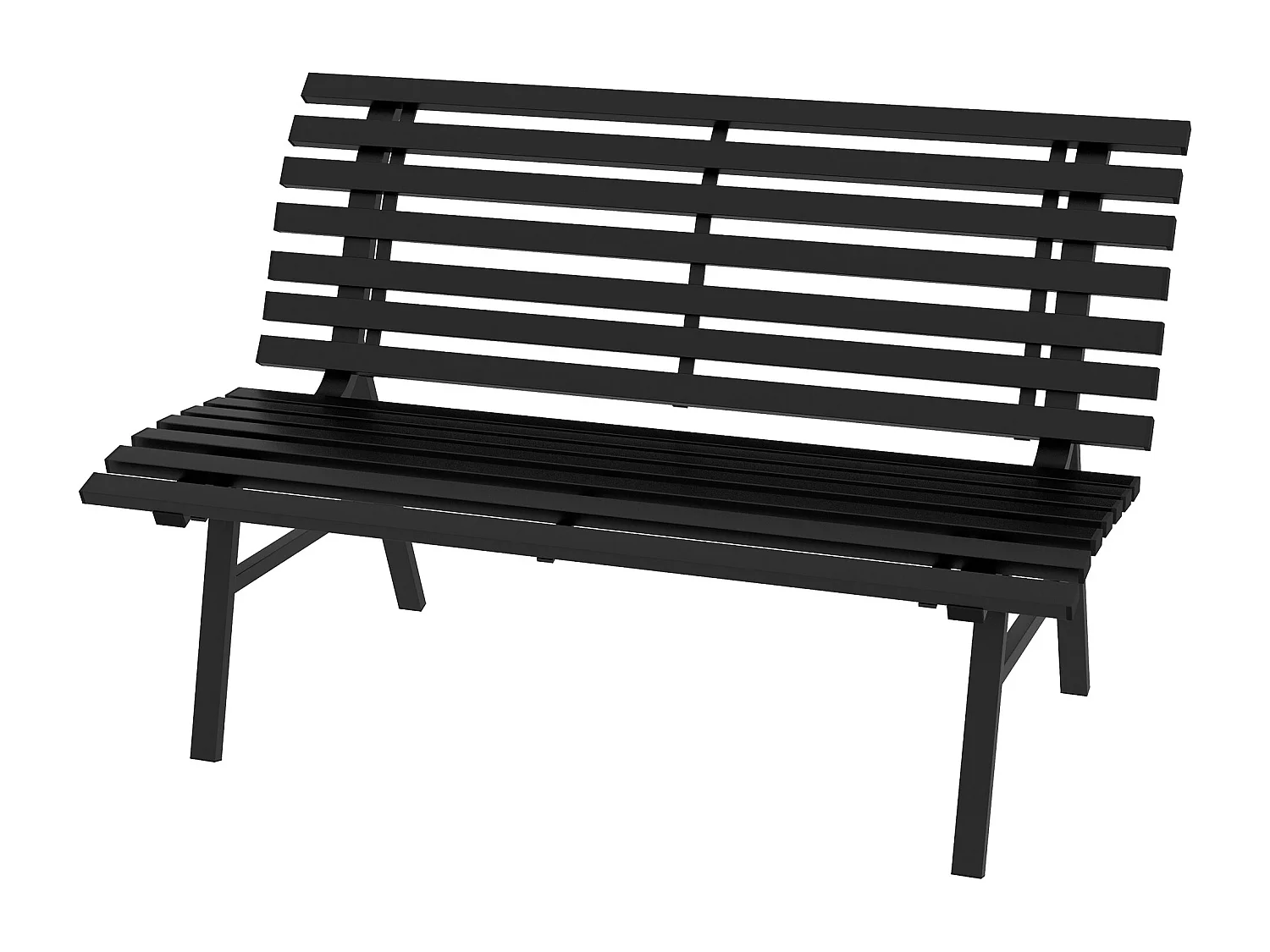 Panchina da giardino 2 posti a doghe in alluminio nero