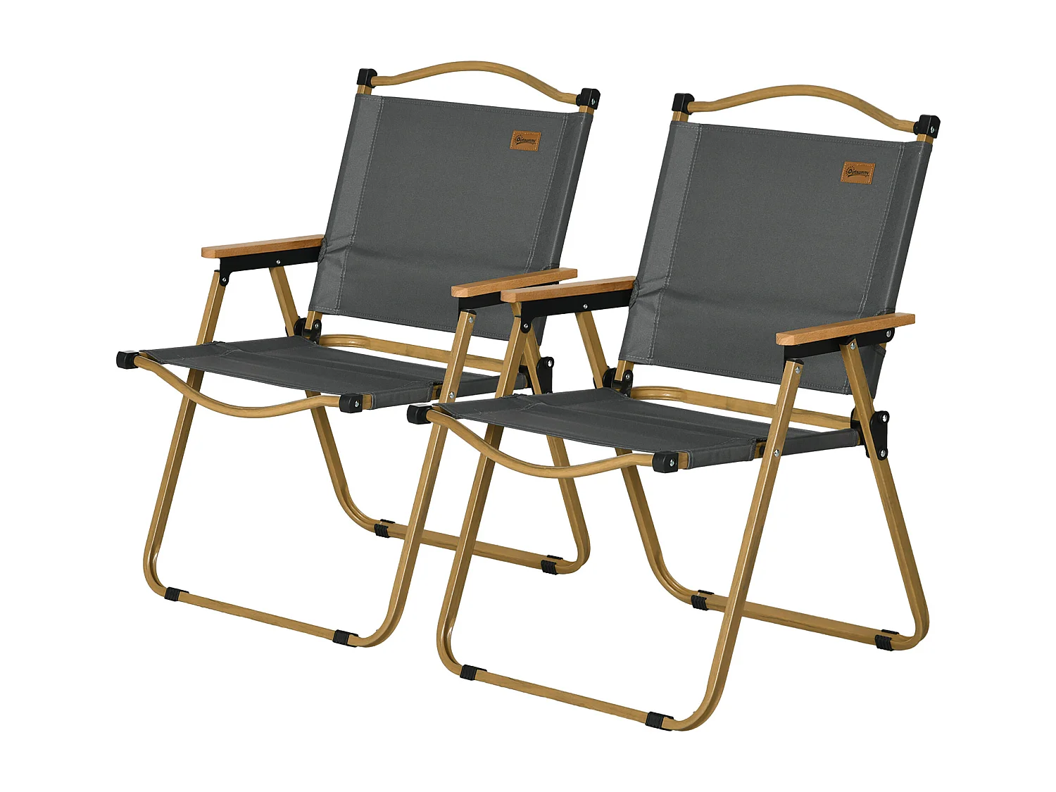 Set di 2 sedie da giardino pieghevoli con braccioli grigio