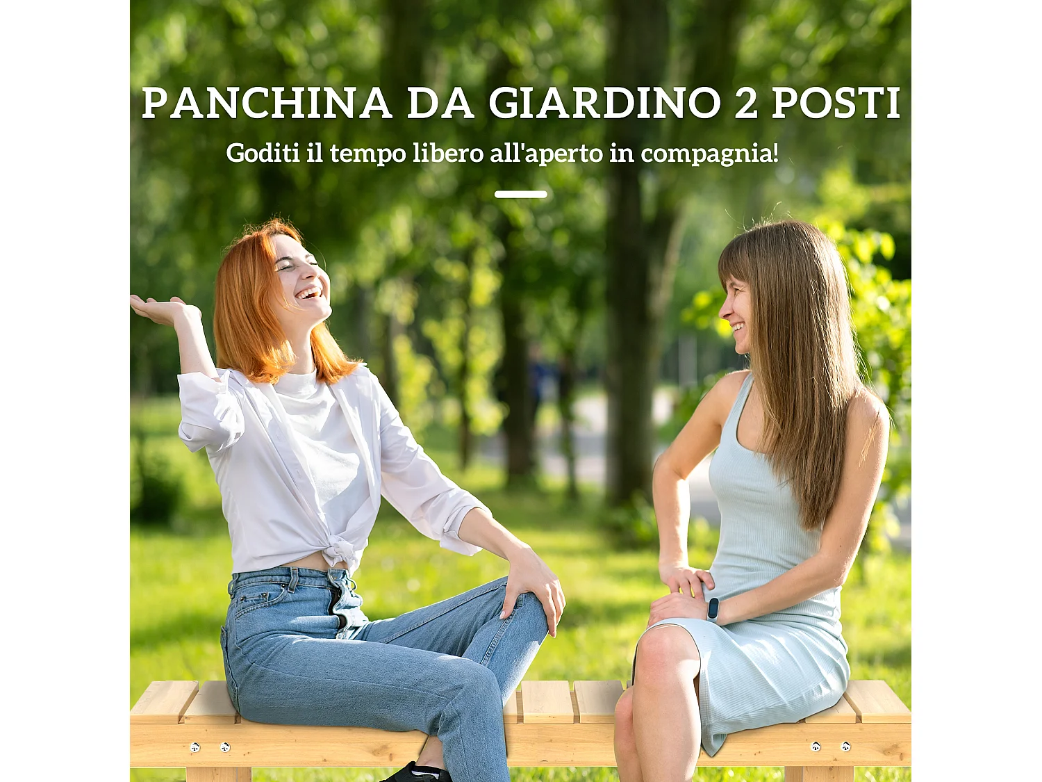 Panchina da giardino a 2 posti impermeabile in legno di abete