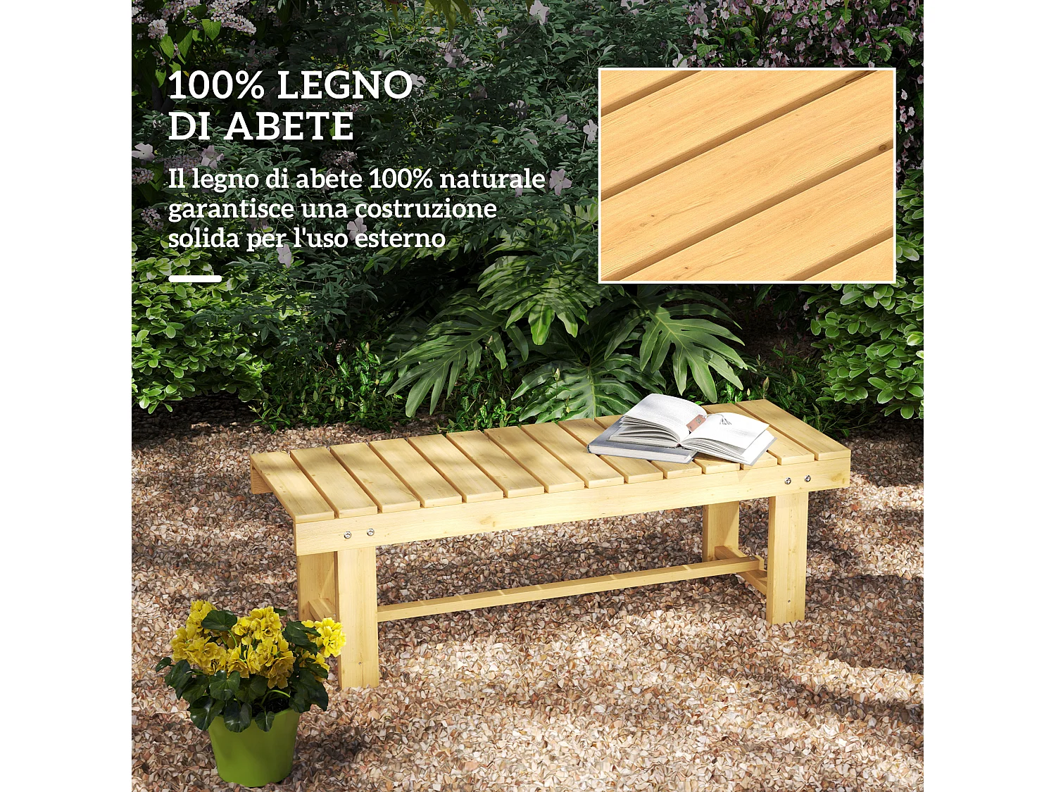 Panchina da giardino a 2 posti impermeabile in legno di abete