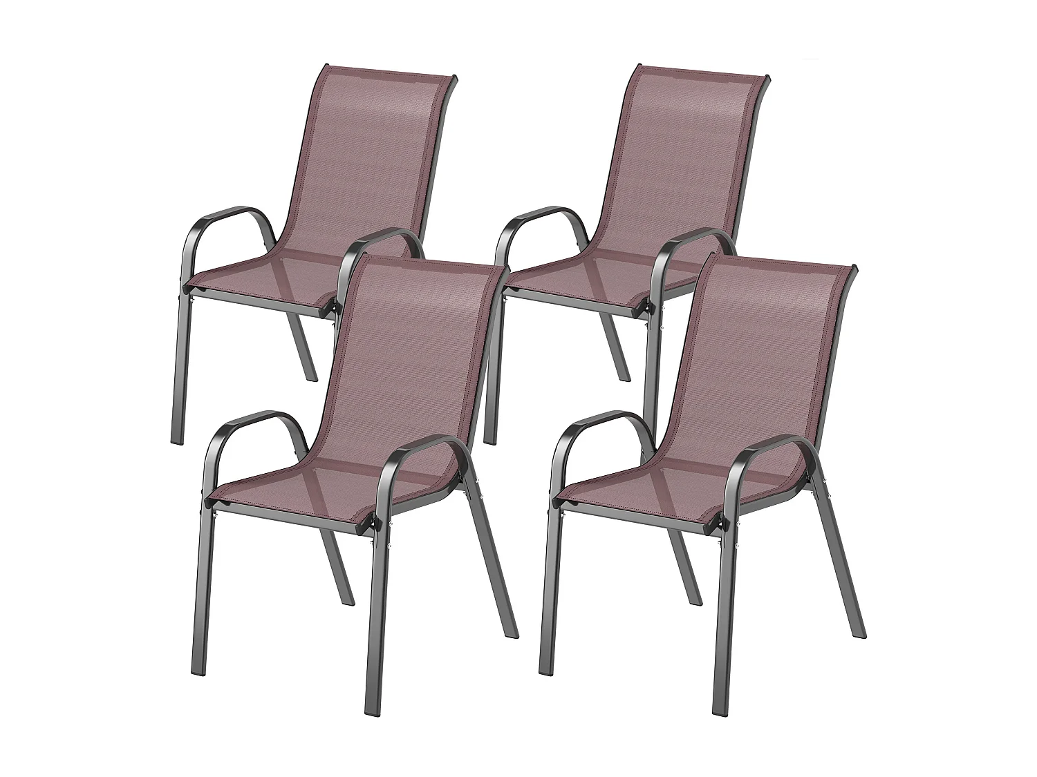 Set 4 sedie da giardino impilabili e traspiranti 54x71x93 cm marrone