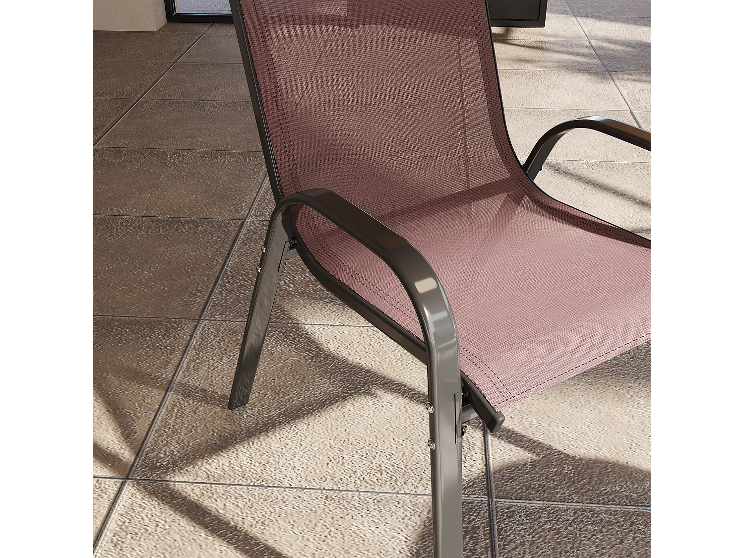 Set 4 sedie da giardino impilabili e traspiranti 54x71x93 cm marrone