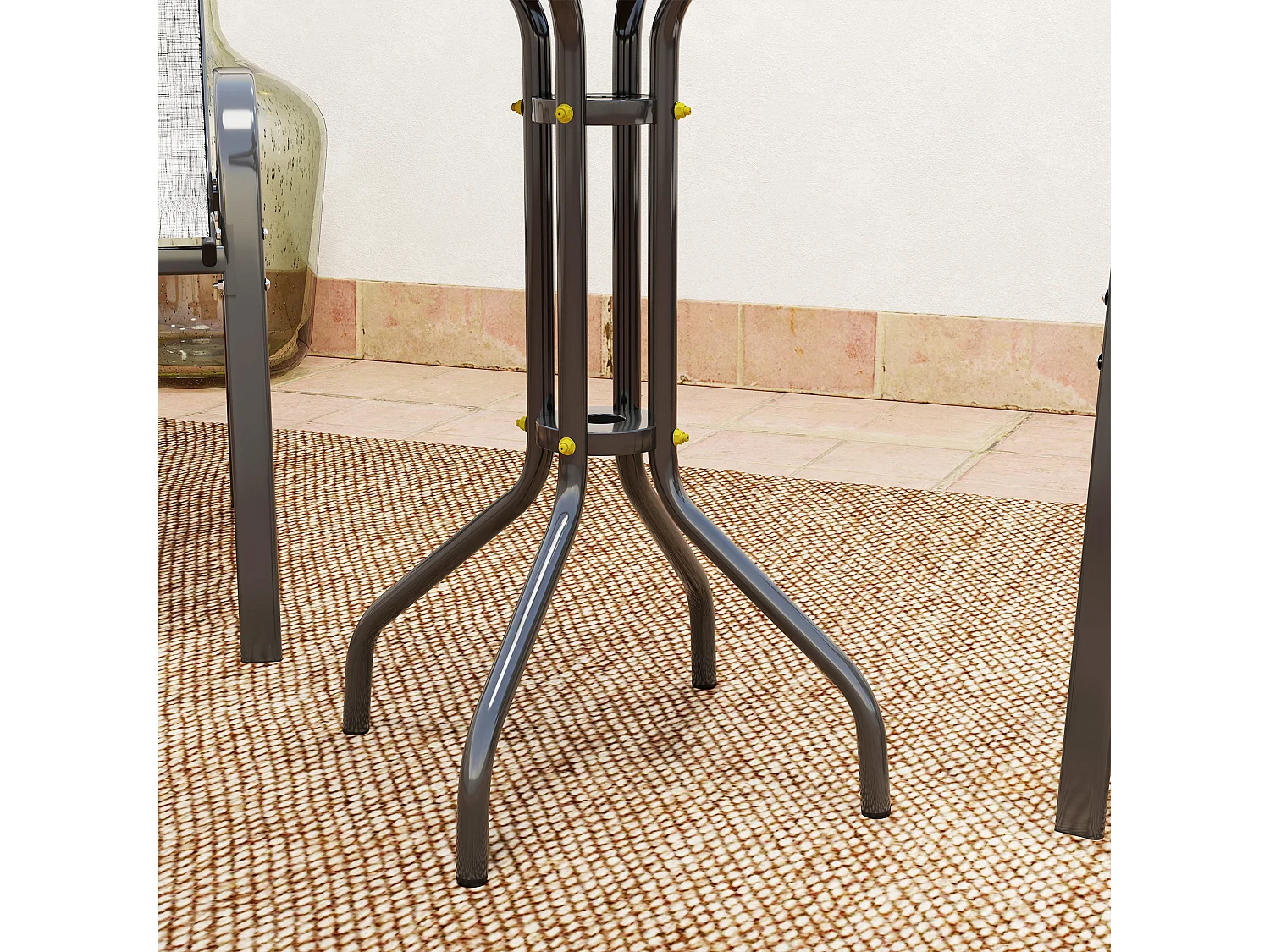 Set da giardino 3pz con 2 sedie da giardino e tavolino rotondo grigio