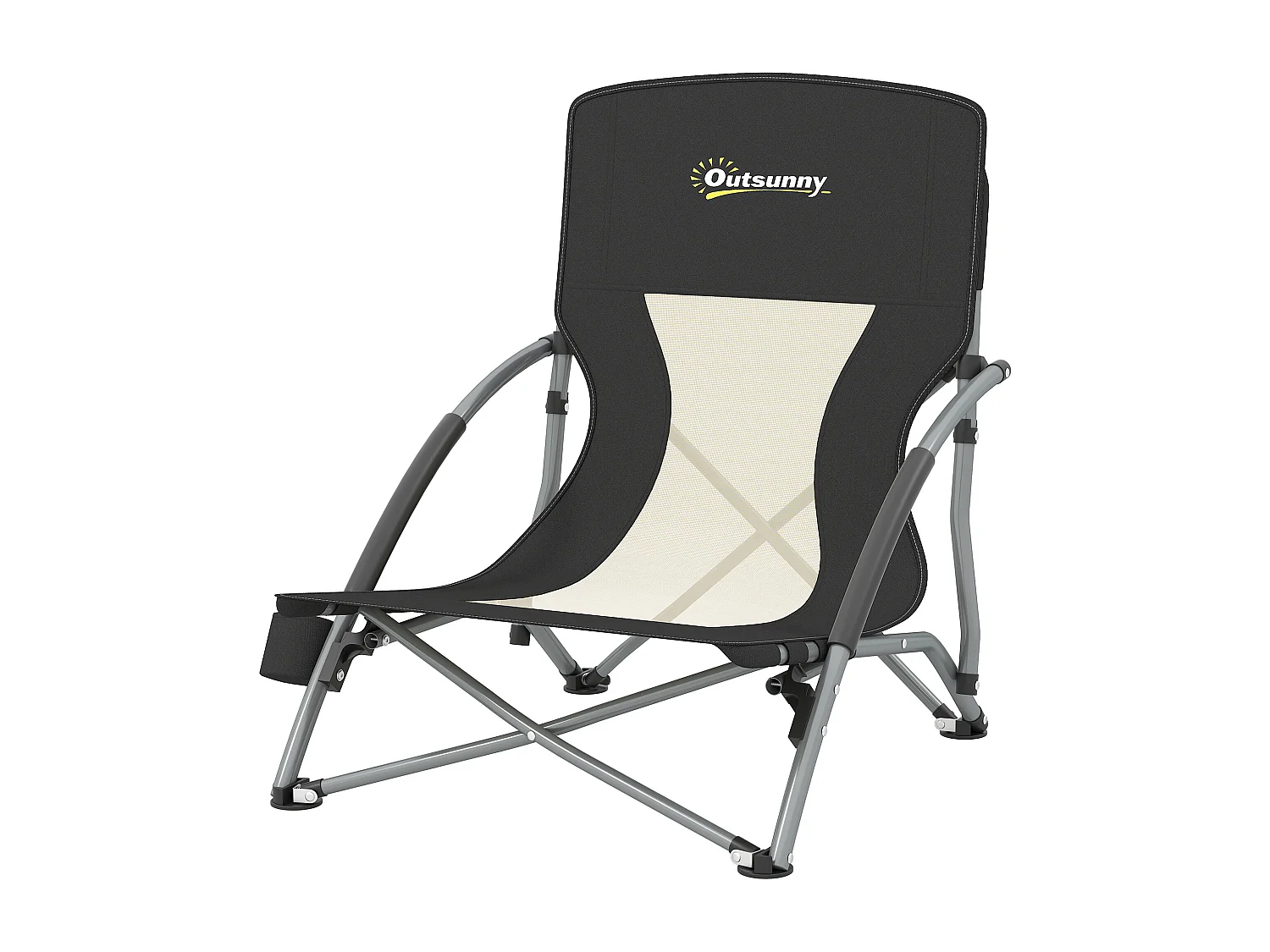 Sedia da spiaggia pieghevole con schienale a rete nero