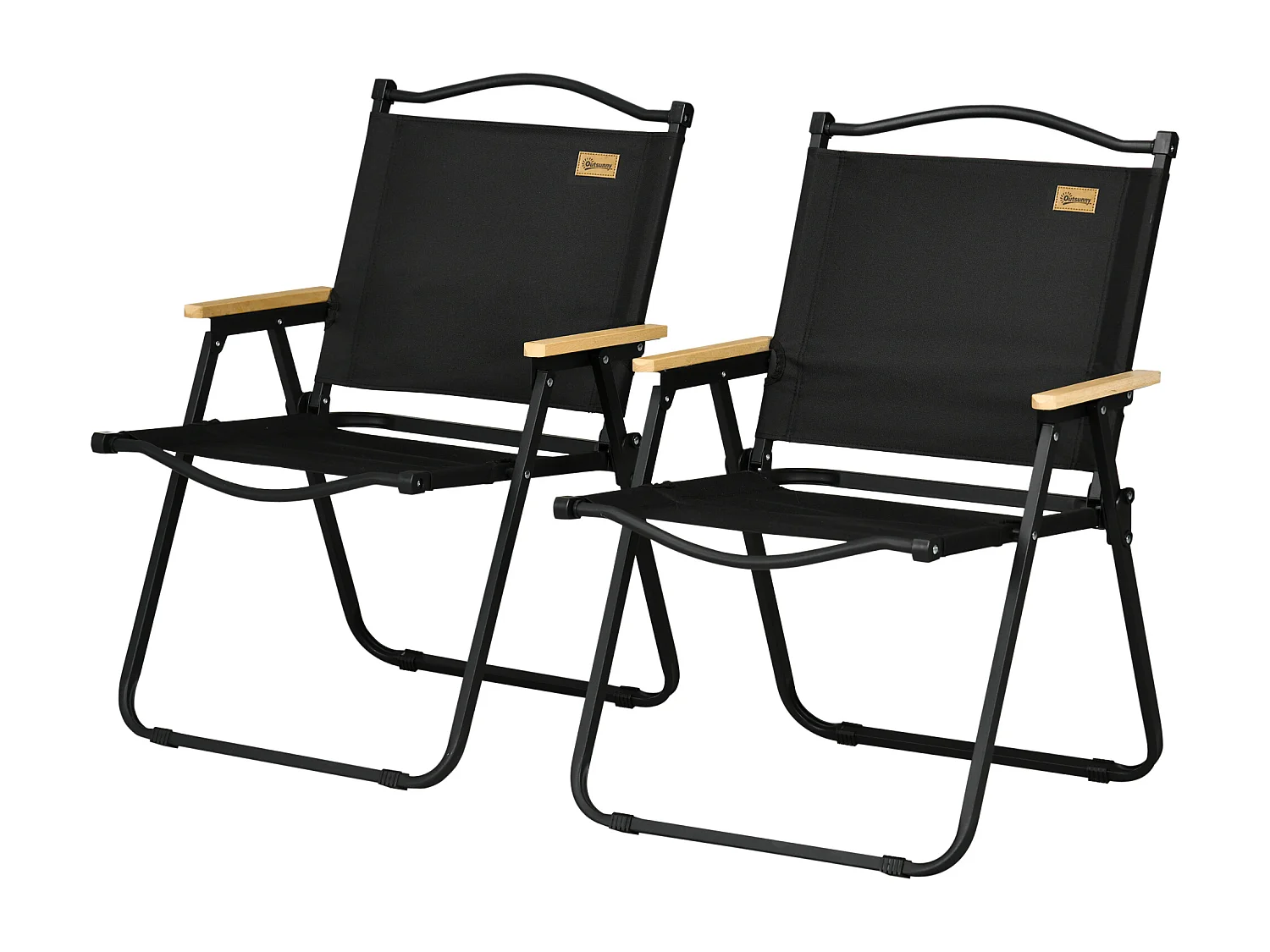 Set di 2 sedie da giardino pieghevoli con braccioli nero