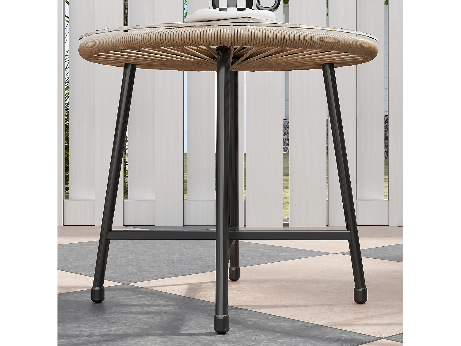 Set da giardino 3pz con 2 sedie ovali e tavolino nero e color legno