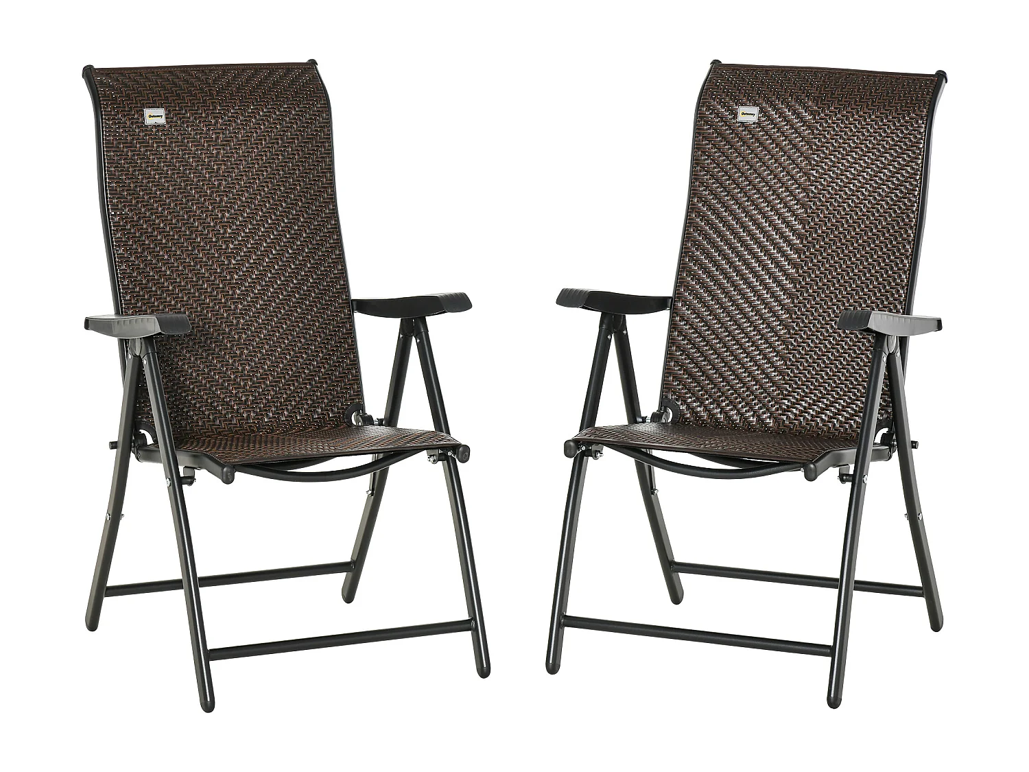 Set 2 pezzi sedie da giardino pieghevoli rattan 7 posizioni