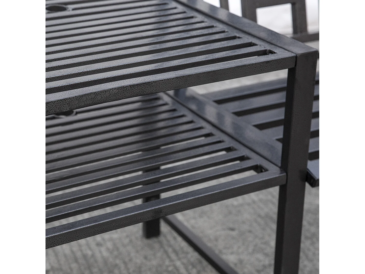 Panchina Moderna 2 Posti da Giardino con Tavolino e Foro per Ombrellone