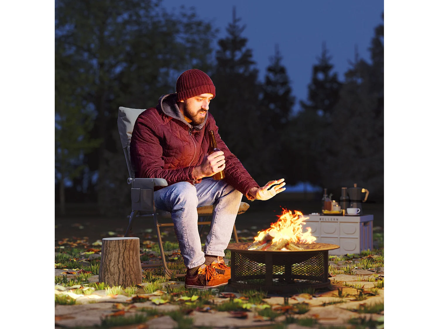 Sedia da campeggio pieghevole e regolabile su 5 livelli grigio chiaro