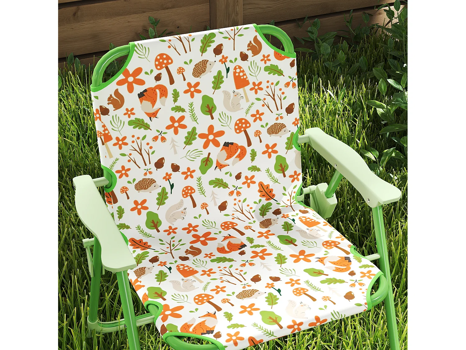 Set da giardino con tavolo 2 sedie e ombrellone per bambini verde