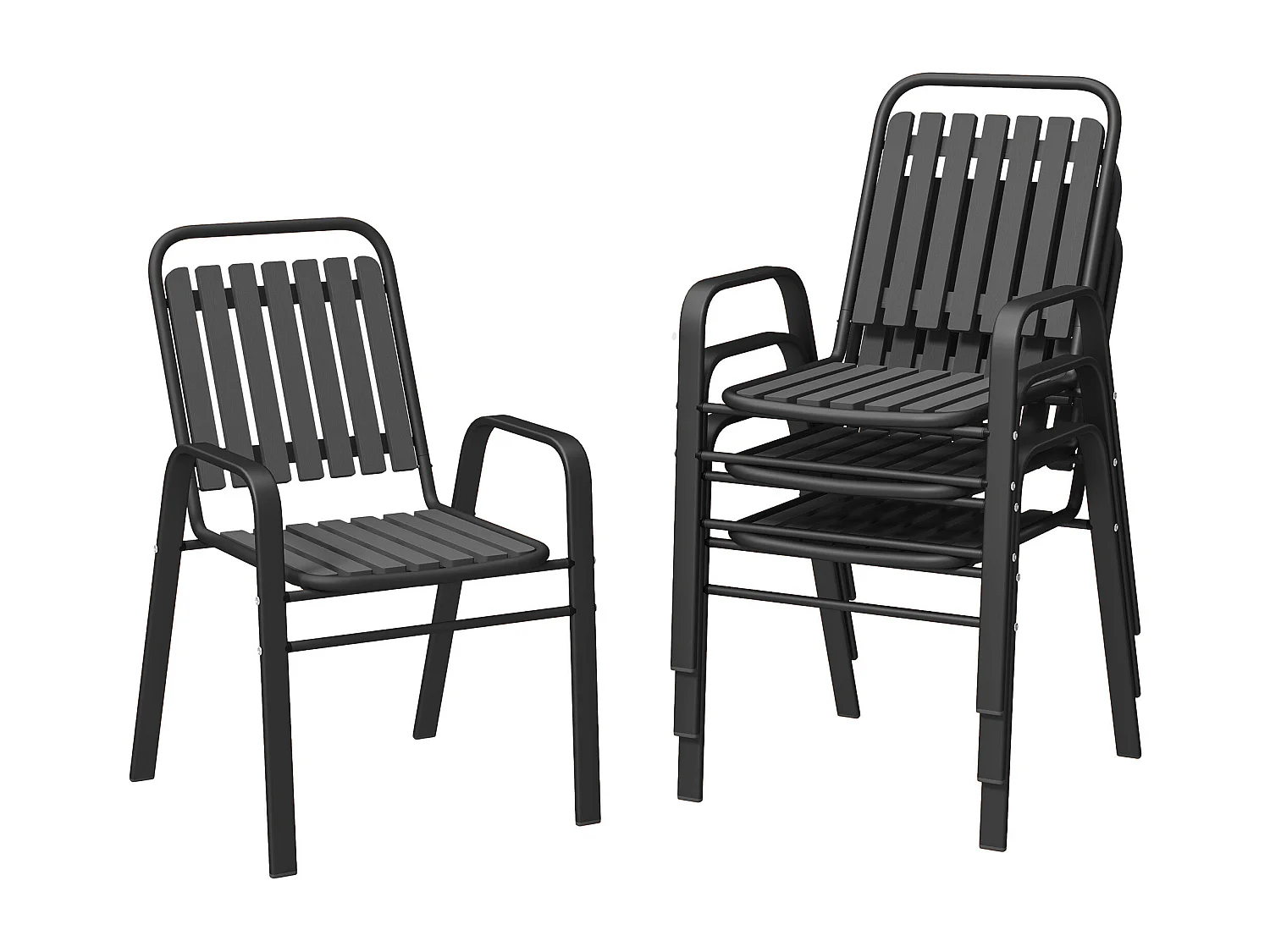 Set 4 sedie da giardino impilabili 56x66x91 cm nero