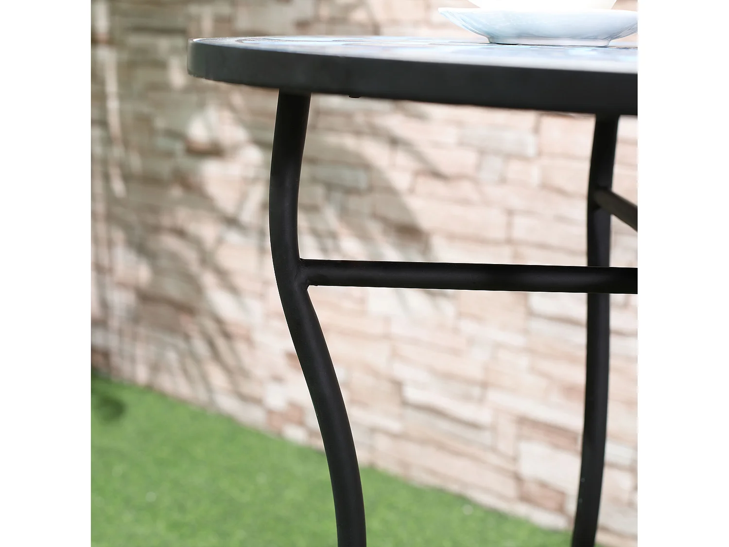 Set da giardino 3 pezzi tavolino 2 sedie pieghevoli e mosaico