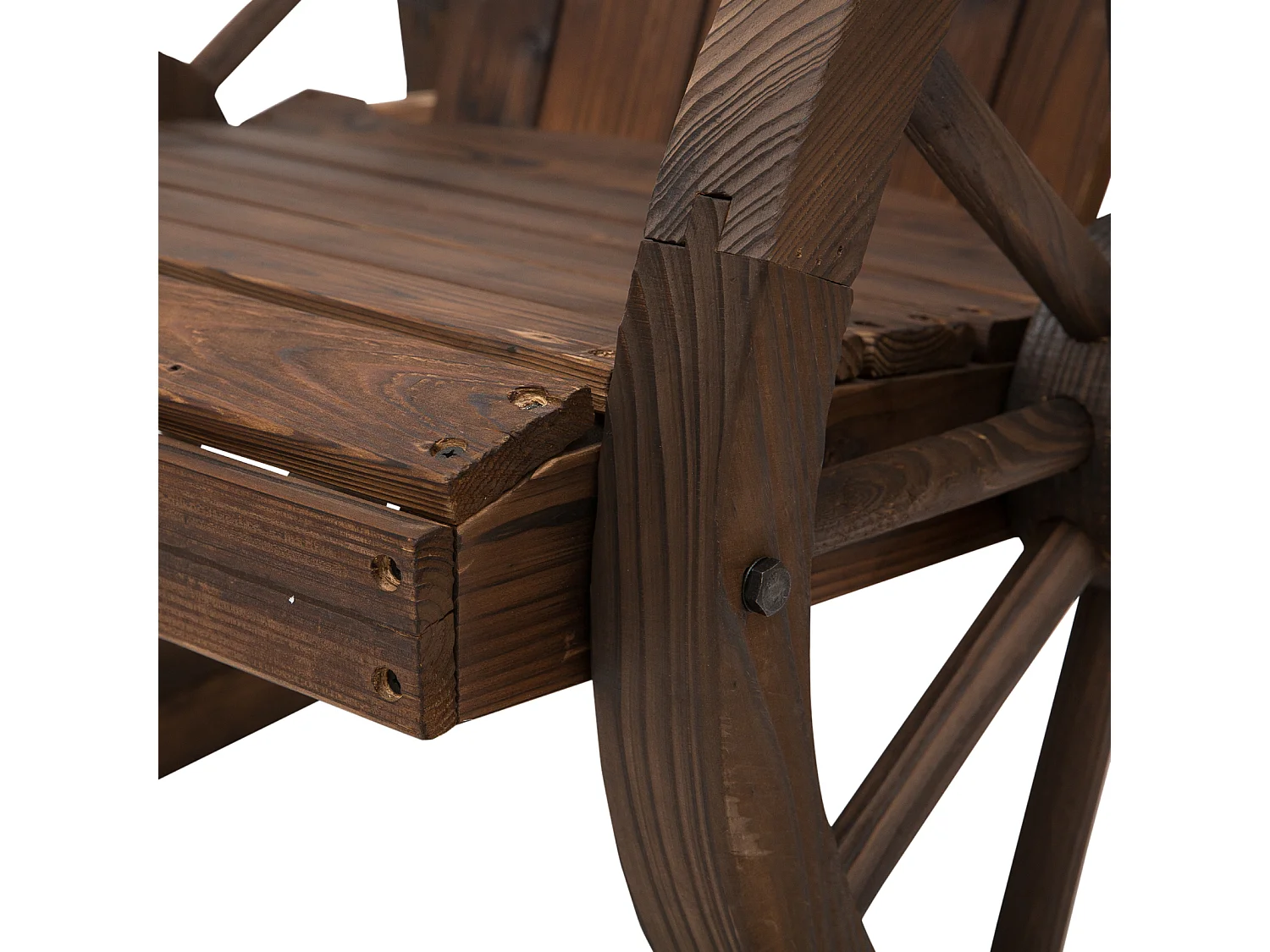 Sedia a Dondolo Stile Adirondack Design Rustico con Ruote in Legno di Abete Rosso