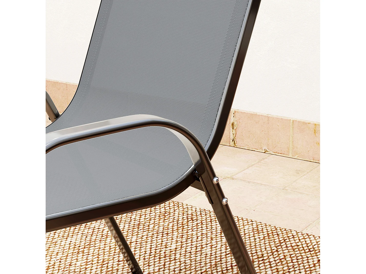 Set da giardino 3pz con 2 sedie e tavolino rotondo grigio scuro