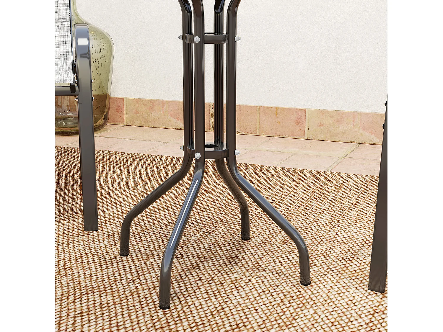 Set da giardino 3pz con 2 sedie e tavolino rotondo grigio scuro