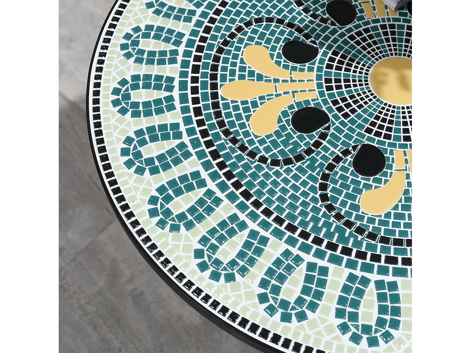 Set da giardino 3 pezzi a mosaico tavolino 2 sedie pieghevoli