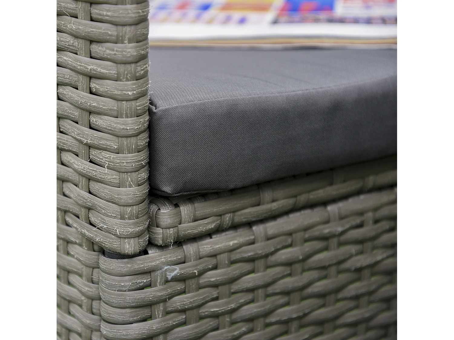 Set tavolino e sedie da giardino salotto da esterno in rattan grigio