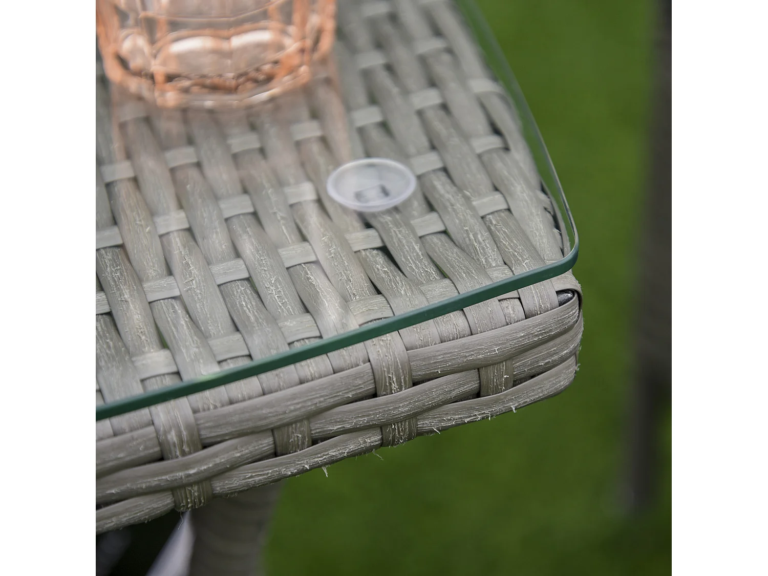 Set tavolino e sedie da giardino salotto da esterno in rattan grigio