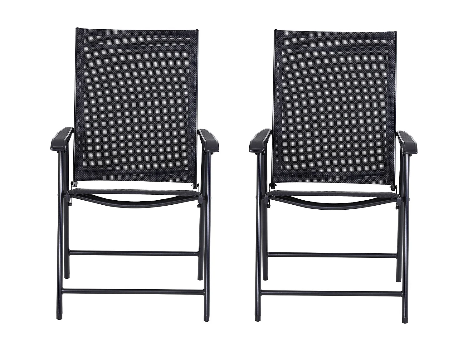 Set 2 sedie da giardino pieghevoli con braccioli nero