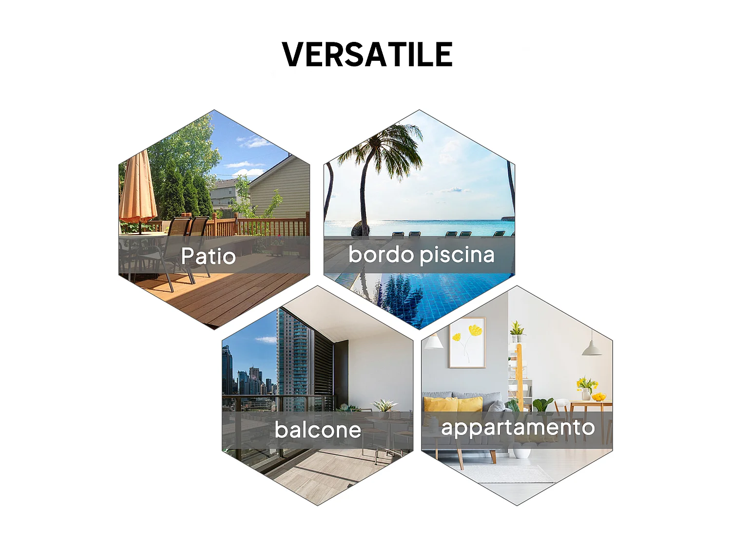 Set 2 sedie da giardino pieghevoli con braccioli nero