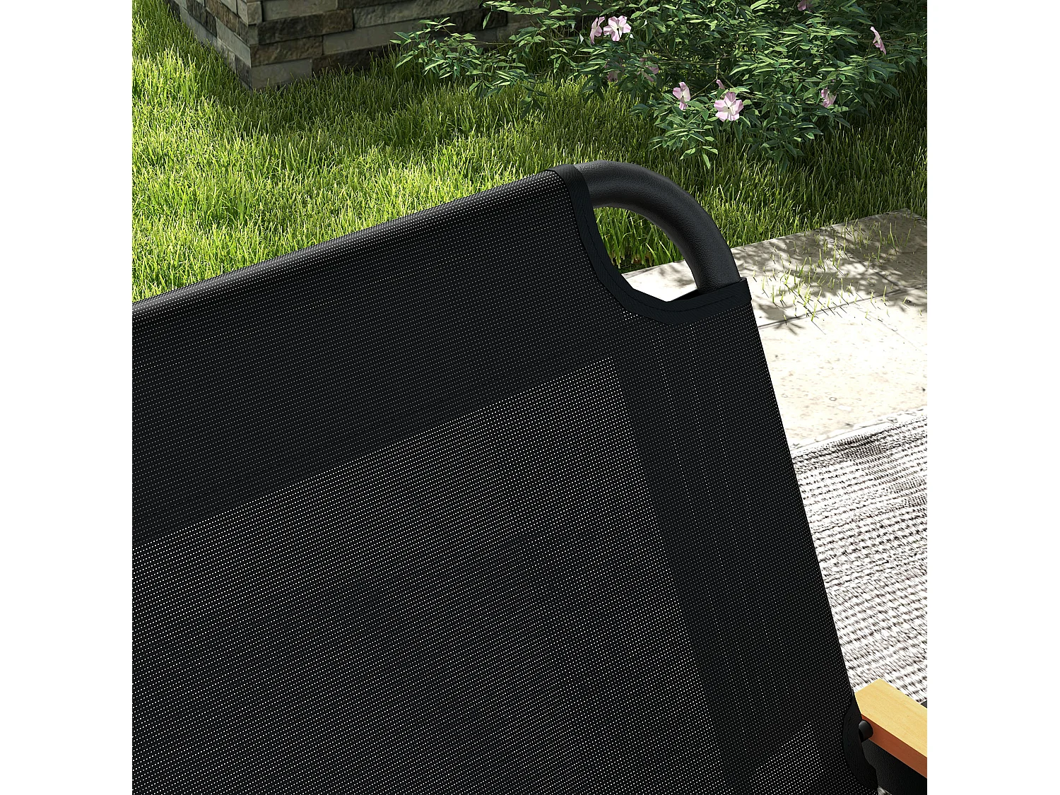 Sedia da campeggio 2 posti pieghevole in acciaio e tessuto nero