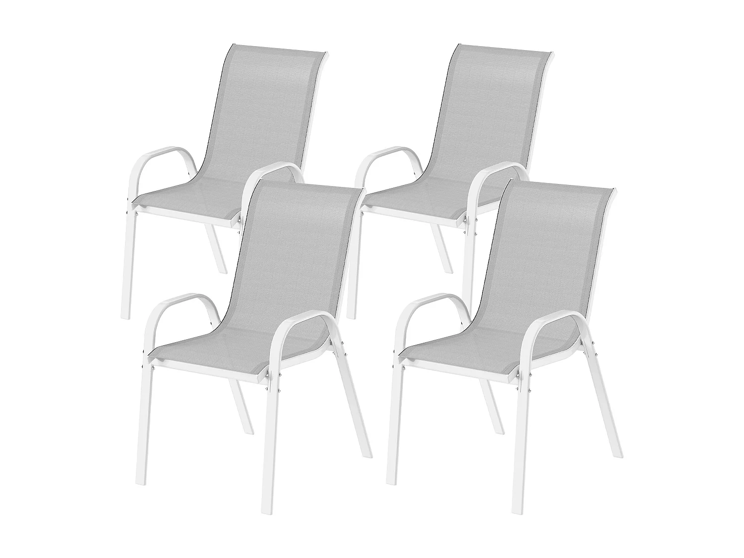 4 sedie da giardino impilabili e traspiranti 54x71x93 cm bianco grigio