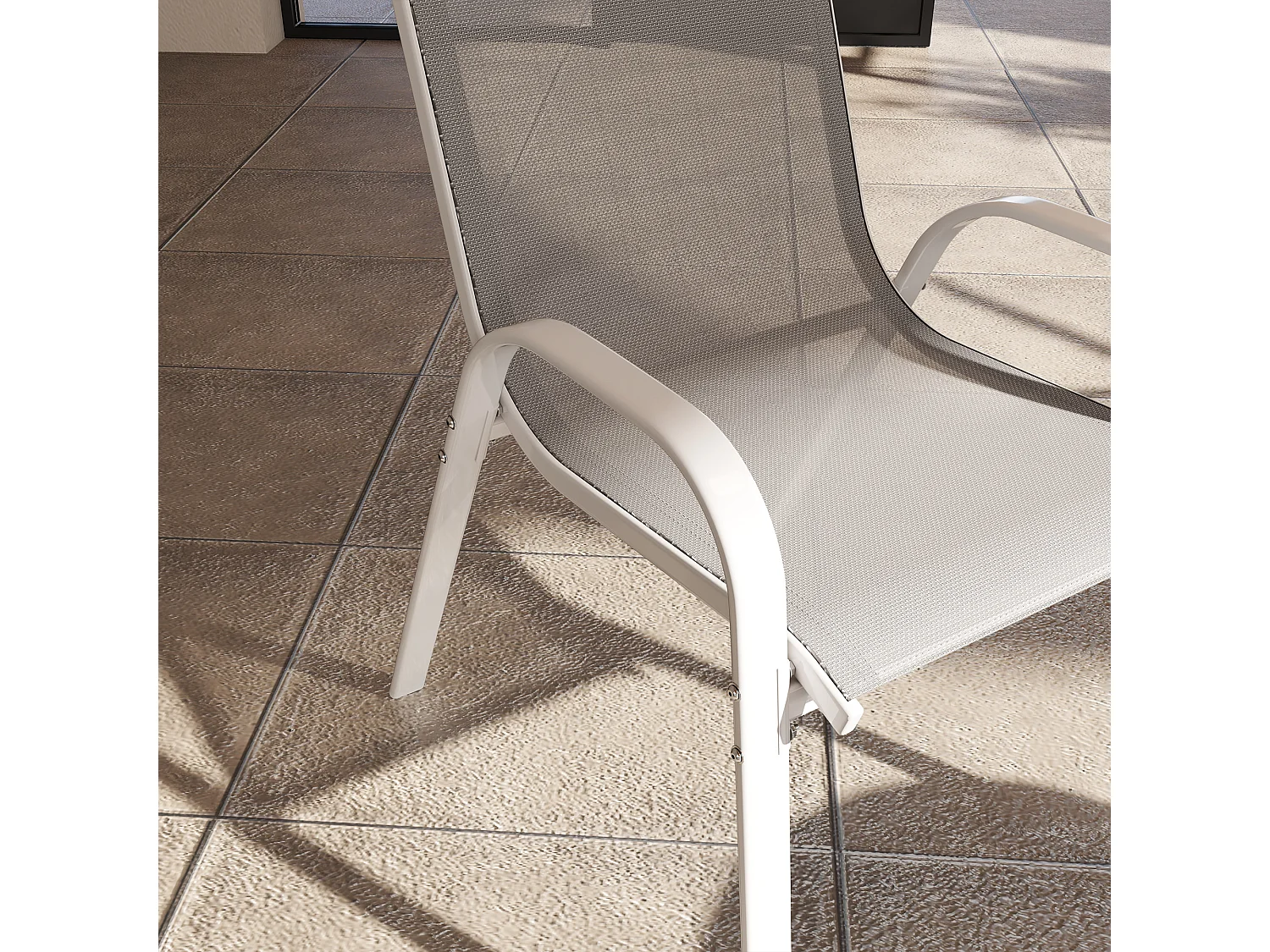 4 sedie da giardino impilabili e traspiranti 54x71x93 cm bianco grigio