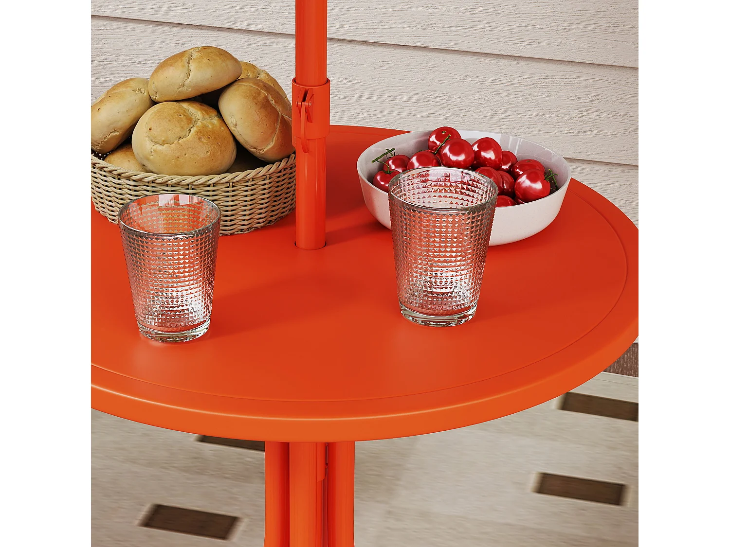 Set da giardino per bambini con ombrellone in metallo arancione