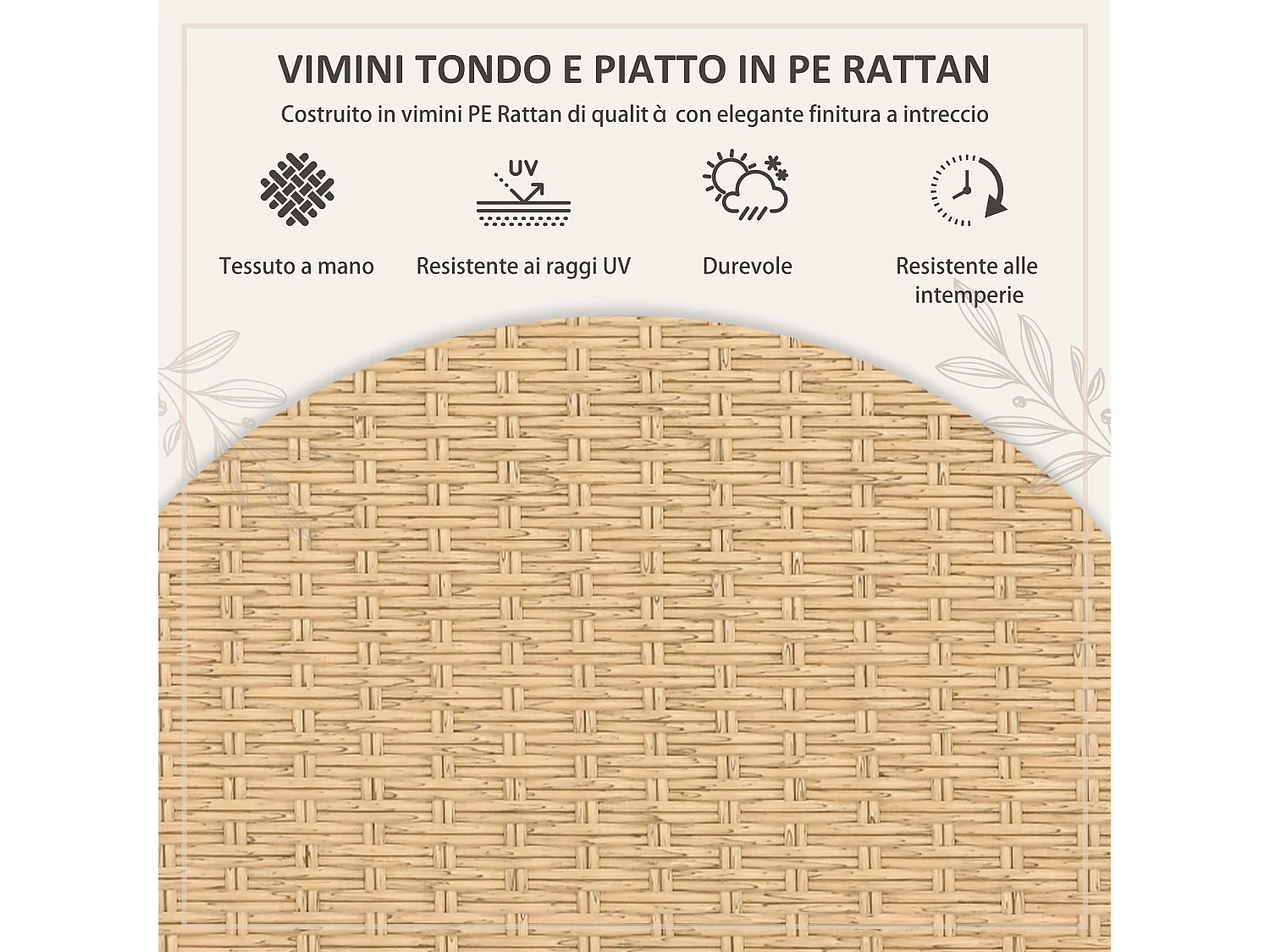 Set da giardino 7 pezzi in rattan pe con tavolo da pranzo e 6 sedie