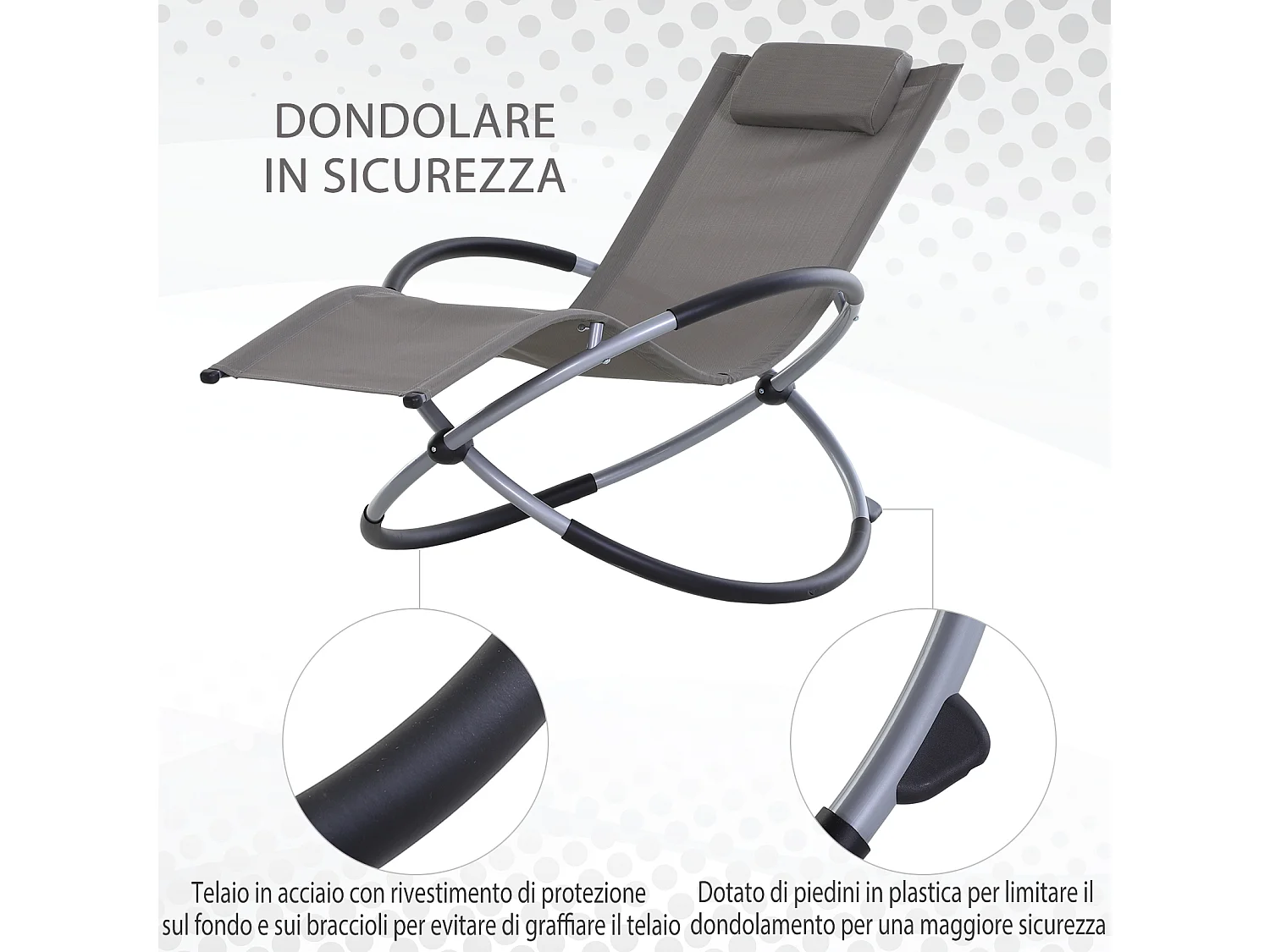 Sedia a Dondolo Design Moderno per Interni ed Esterni in Texteline