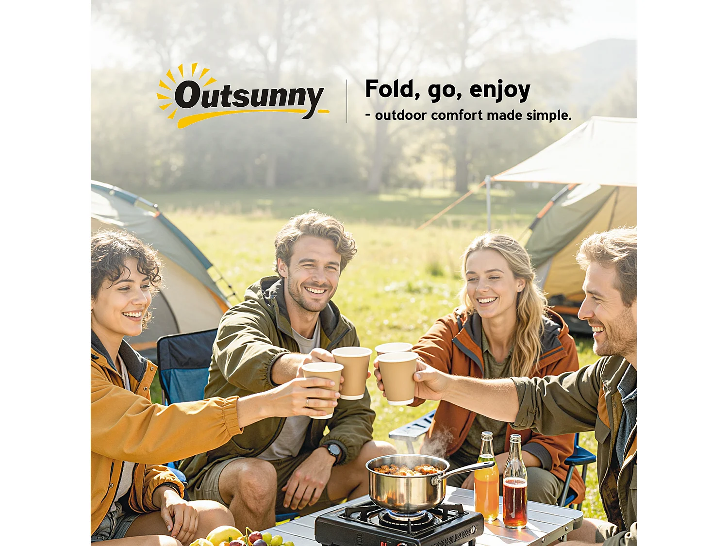 Set da pic nic pieghevole 3 pezzi con tavolo e 2 panche bianco grigio