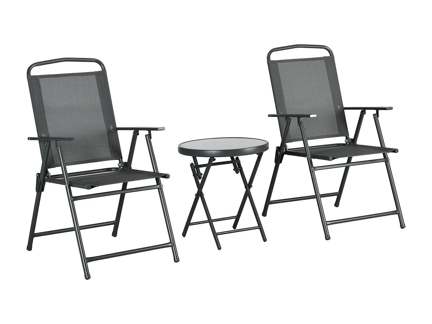 Set da giardino 3 pz con 2 sedie e tavolino da caffè grigio scuro