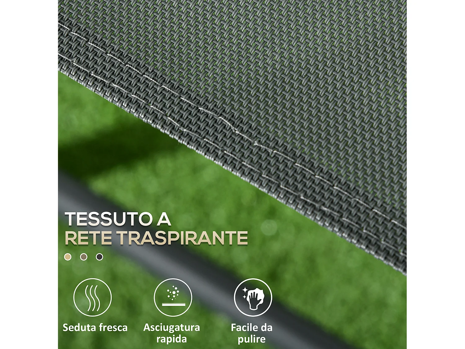 Set da giardino 3 pz con 2 sedie e tavolino da caffè grigio scuro