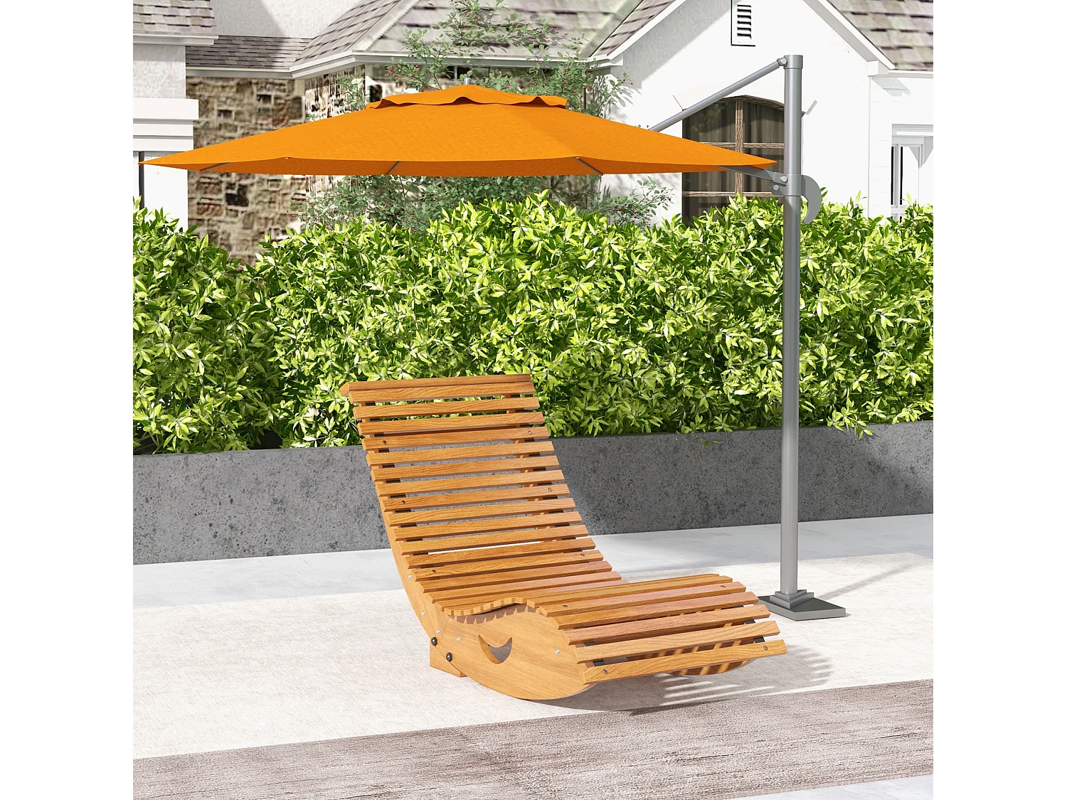 Sedia a dondolo da giardino a s in legno con seduta ergonomica