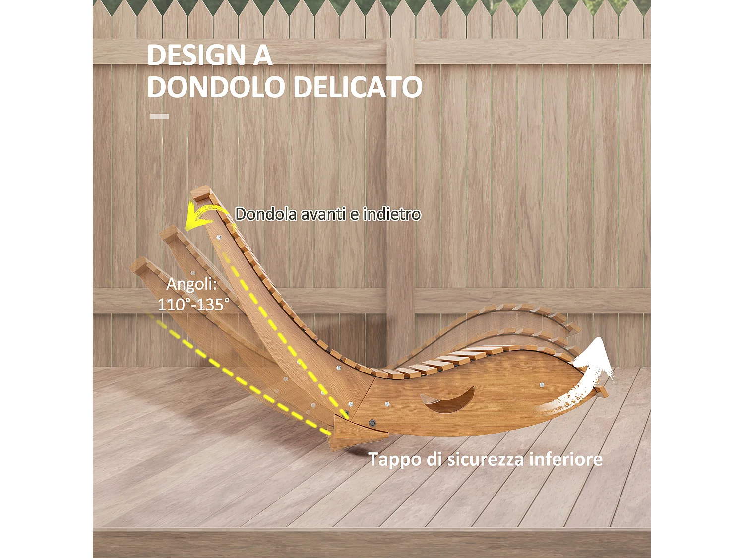 Sedia a dondolo da giardino a s in legno con seduta ergonomica