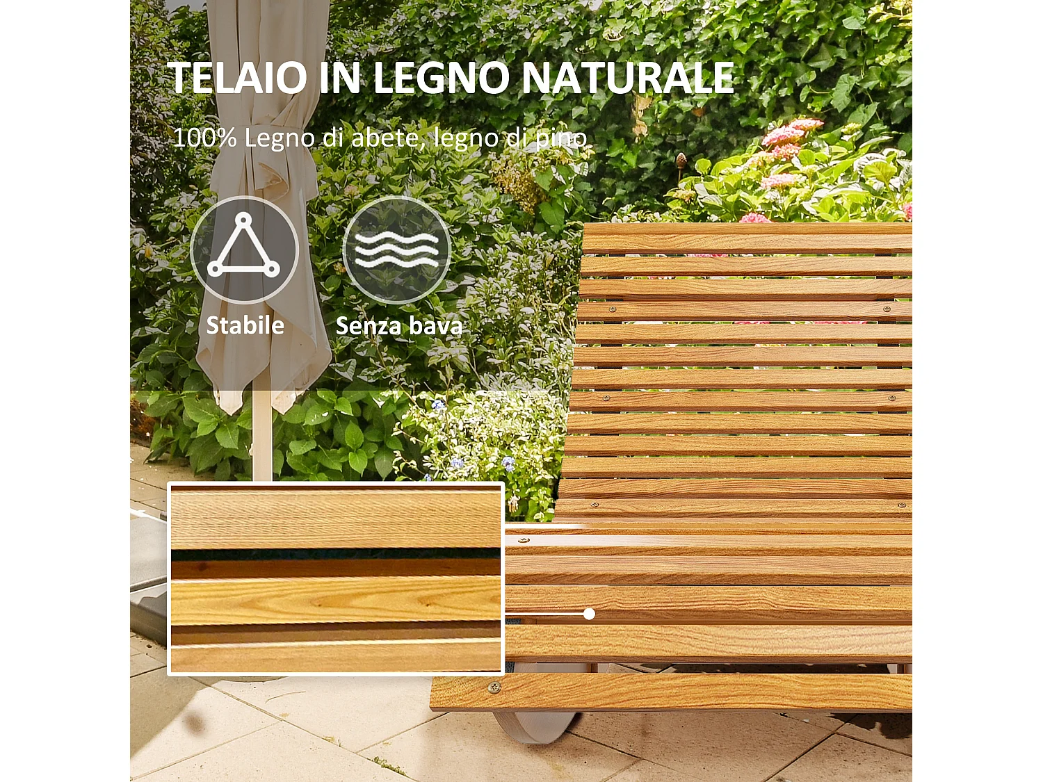 Sedia a dondolo da giardino a s in legno con seduta ergonomica
