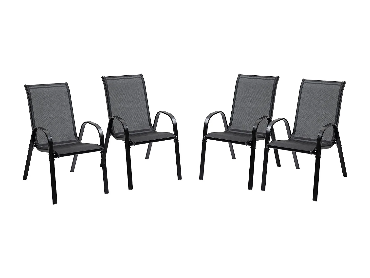 Set 4 sedie da giardino in metallo e tessuto traspirante