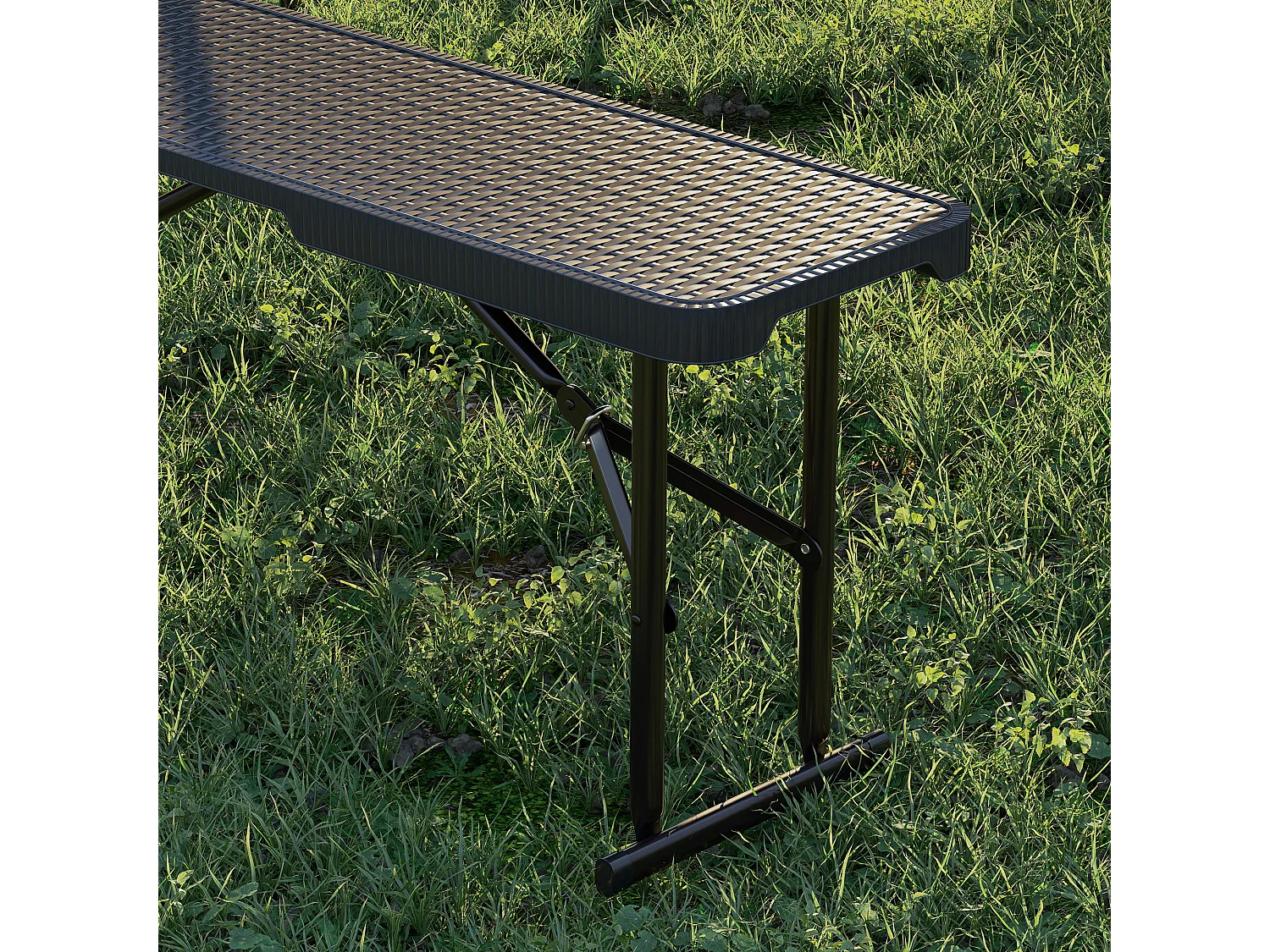 Set da pic nic pieghevole a 3 pezzi con tavolo e 2 panche nero